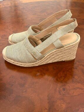 Lauren Ralph Lauren Penelopie Gold Wedge Espadrille Sandals Size 7.5 B